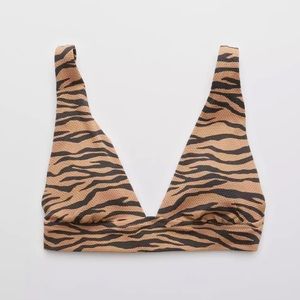 Aerie Zebra Print Triangle Longline Bikini Top